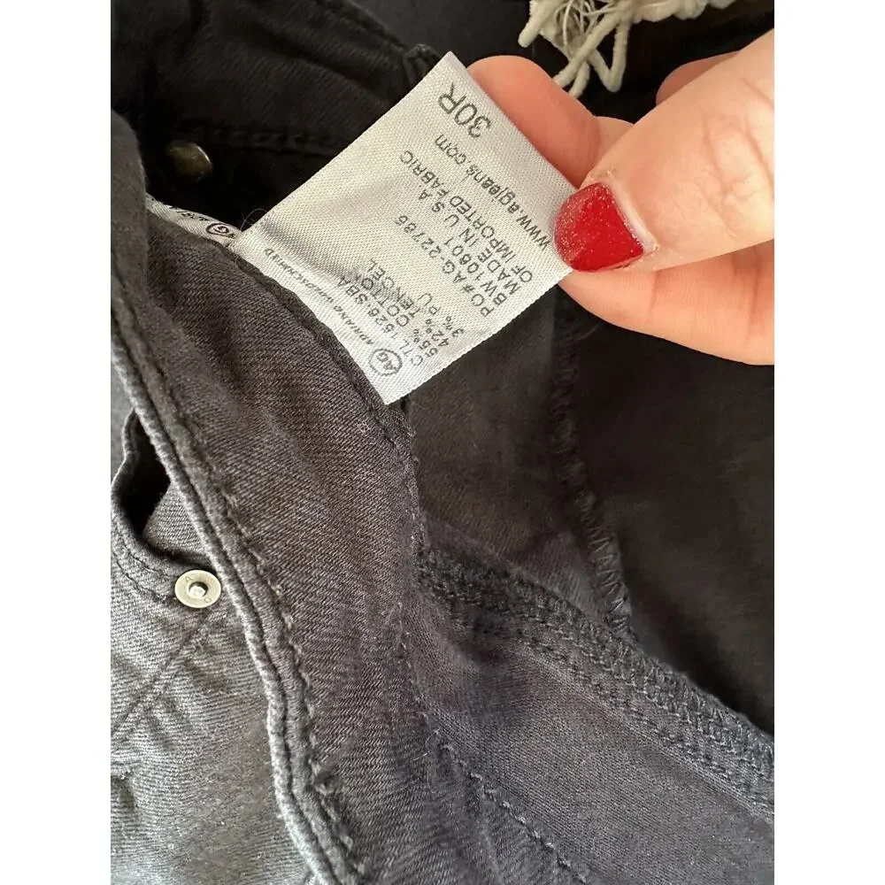 AG Adriano Goldschmied Womens Black Cotton Blend Denim Skinny Jeans Size 30R